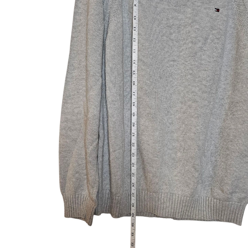 Tommy Hilfiger Minimalist Light Grey Cotton Rolled Crewneck Sweater men's XL - Picture 7 of 8